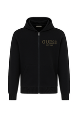 Felpa Con Zip e Scritta Ricamata Guess