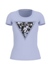 T-shirt logo triangolo floreale Guess