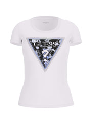 T-shirt logo triangolo floreale Guess