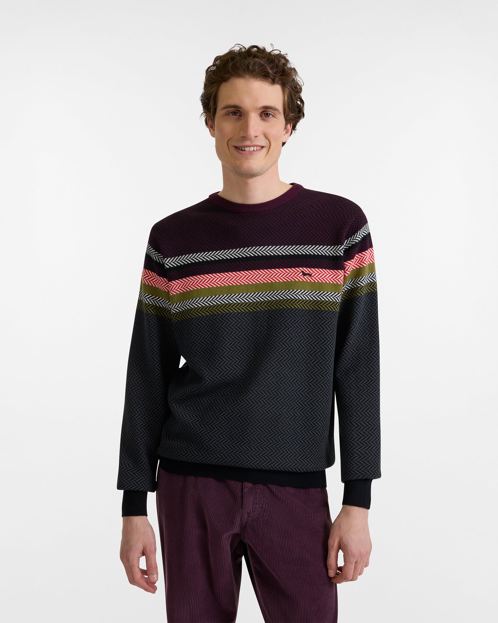 Maglione Girocollo Multirighe In Misto Lana Harmont&Blaine