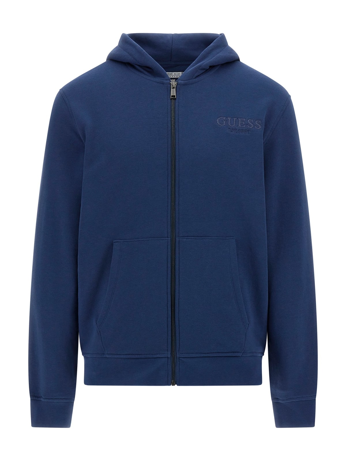 Felpa Con Zip e Scritta Ricamata Guess