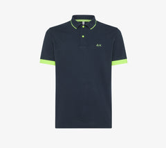 Polo Sun68 small stripe fluo